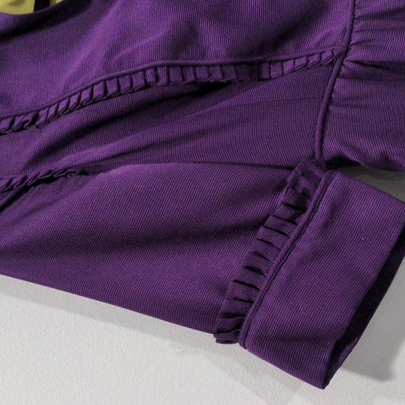 Aidan by Aidan Mattox Purple Silk Dress with Green Lining Size 0 Ruffle Blouson - Picture 4 of 10